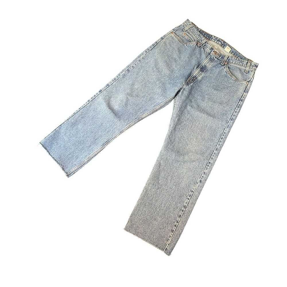 Vintage 90s Levi’s 505 Orange Tab Raw Hem Blue Jeans Tagged 38x32 (38x28.5)